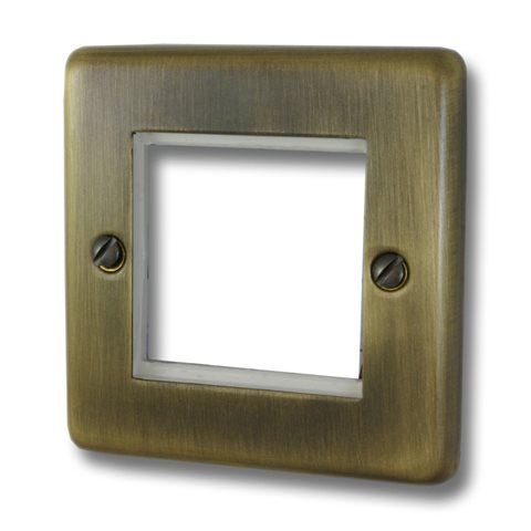 Windsor Antique Brass Data Plate 2 Modules Black Insert - W63AB image 0