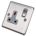 Brushed Steel Single 1 Gang 13a Socket W06BSG image 0