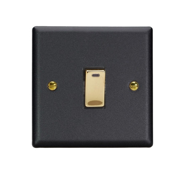 Varilight Vogue Matt Black 1-Gang 20A Double Pole Rocker Switch + Neon Indicator Light - XY20NV.MB image 0