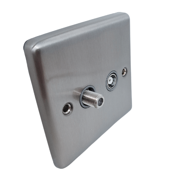 Brushed Steel Satellite & TV Outlet - W54BSG image 0