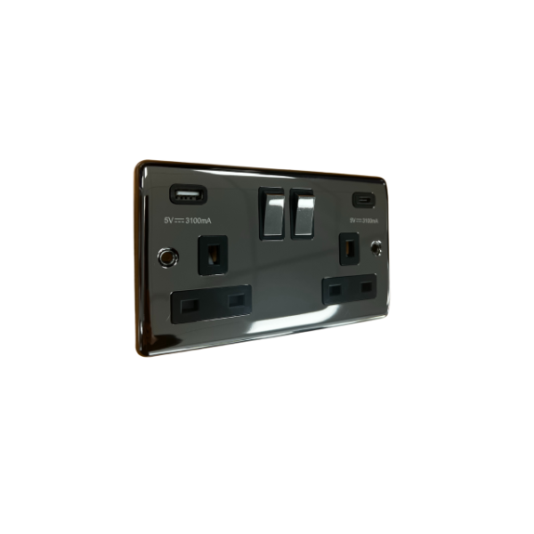 Definition USB A & C Type Switched Socket 2 Gang 3.1A - D67BN image 0