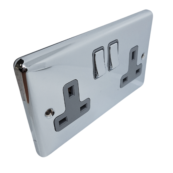 Polished Chrome Double 2 Gang 13a Socket – W07PCG image 0