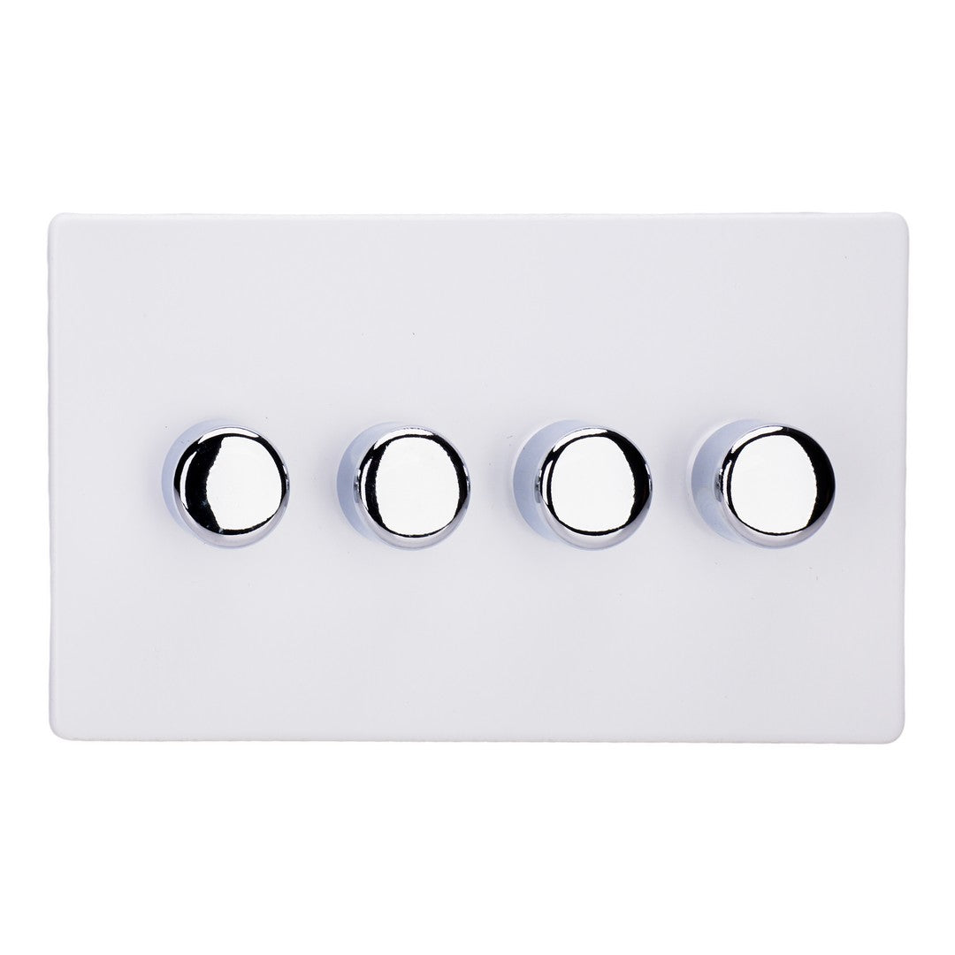 Varilight 4-Gang 2-Way V-Pro Push On/Off Rotary LED Dimmer 4 x 0-120W (Twin Plate) - JDYDP254S.PD image 0