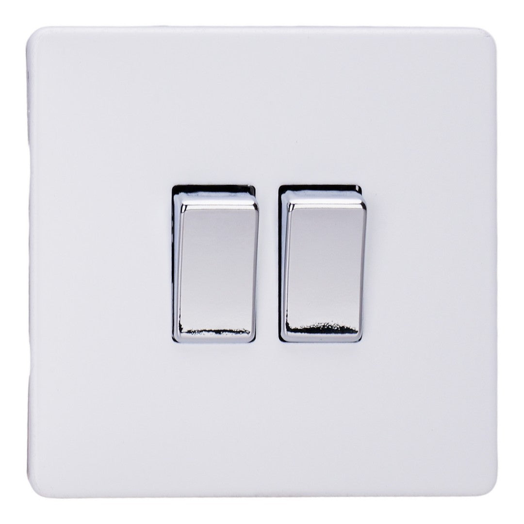 Varilight Primed 2-Gang 10A 1- or 2-Way Rocker Switch with Chrome Rockers XDY2S.PD image 0