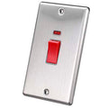 Brushed Steel 45A Double Vertical Cooker Switch - W40BSG image 0