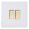 Varilight Primed 2-Gang 10A 1- or 2-Way Rocker Switch with Brass Rockers XDY2VS.PD image 0