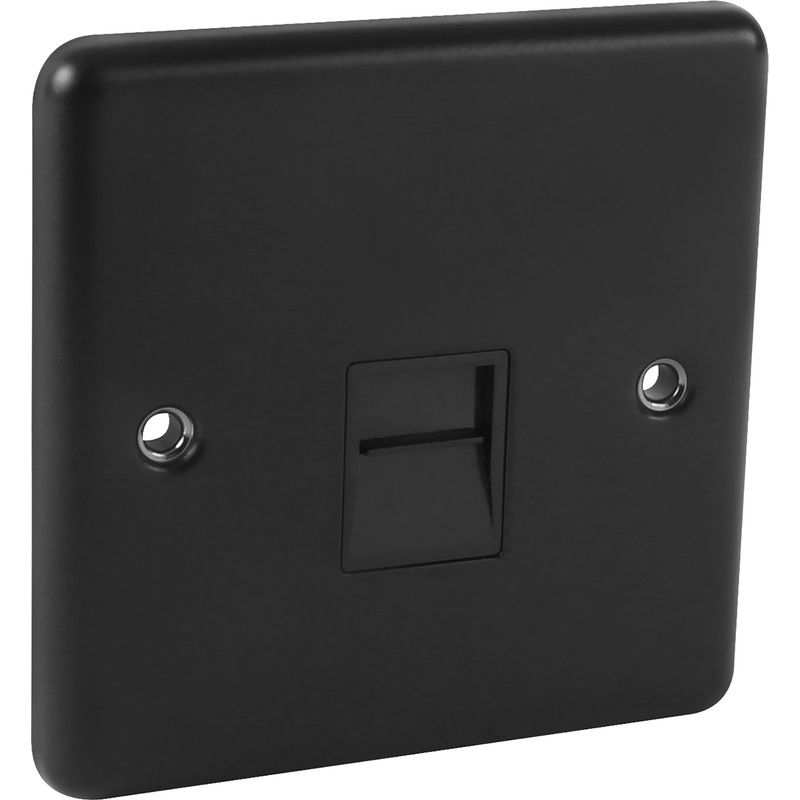 Matt Black Telephone Secondary Socket - W44MBB image 0