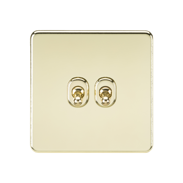 Polished Brass 10AX 2G 2-way Toggle Switch - SF2TOGPB image 0
