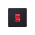 Matt Black Urban Screwless 45A Cooker Switch (Single Plate, Red Rocker) XDY45SS.MB image 0
