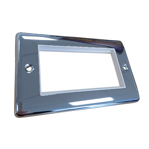 Definition Polished Chrome 2 Gang 4 Module Data Plate  - D64PCW image 0