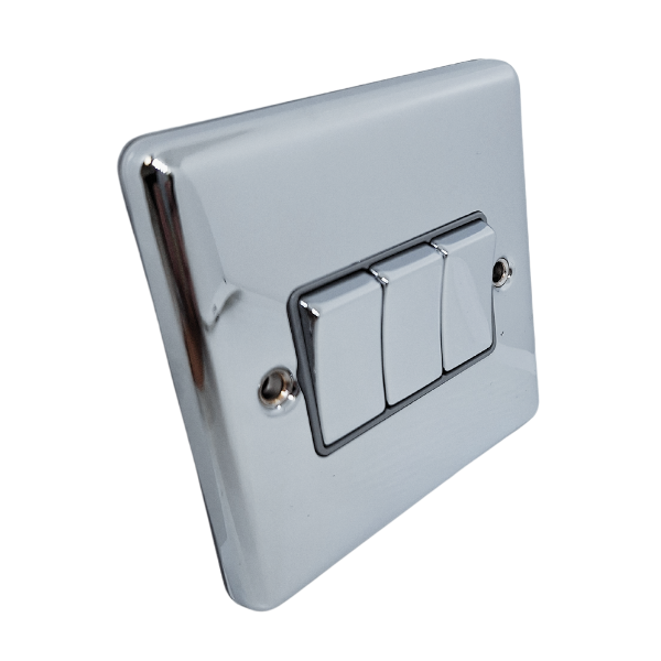 Polished Chrome 3 Gang Treble 10A Light Switch – W03PCG image 0