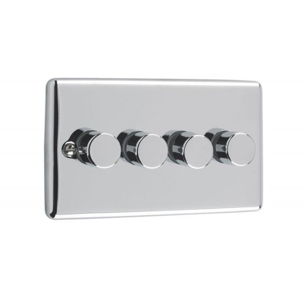 Polished Chrome 4 Gang 250W Dimmer Switch - W13PC image 0