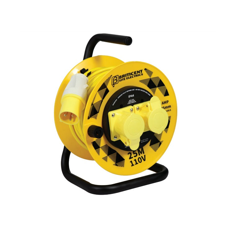Briticent 25m 1.25mm 16A Yellow 110V Cable Reel - SE1030 image 0