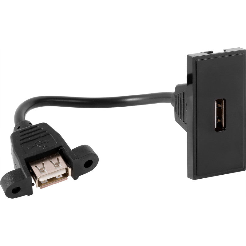 Euro Module USB Socket Outlet Black - IN020 image 0