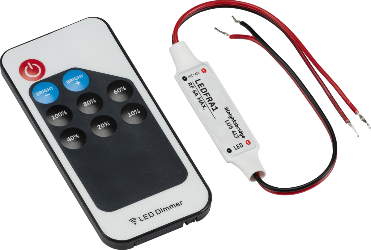 12V / 24V In-line RF Controller and Remote - Dimmer Single Colour - LEDFRA1 image 0