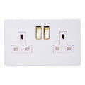 Varilight Primed 2-Gang 13A Double Pole Switched Socket Brass Rockers XDY5WS.PD image 0