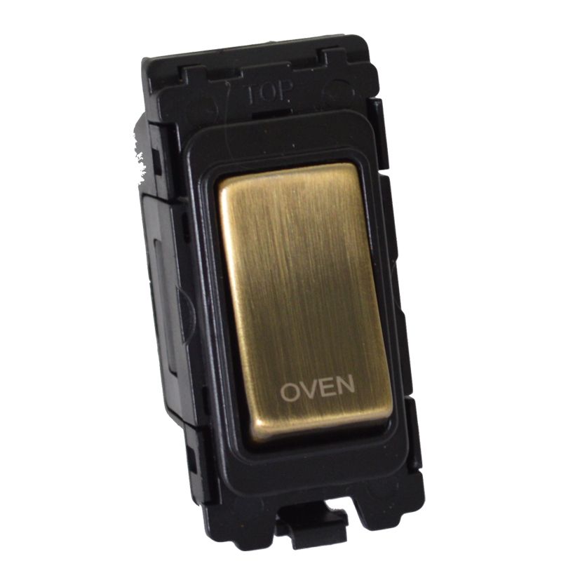 Antique Brass 20A DP Engraved Grid Switch - Oven - GSOVAB image 0