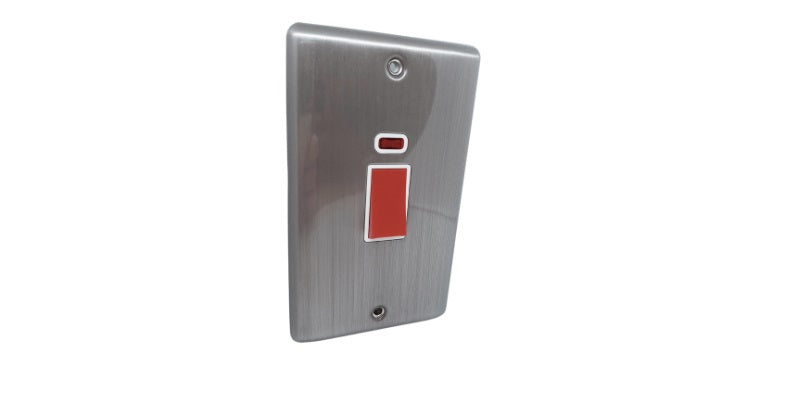 Brushed Chrome 45A Double Vertical Cooker Switch - 40BCW image 0