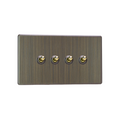 Urban Screwless Antique Brass 4-Gang 10A 1- or 2-Way Toggle Switch (Twin Plate) XDYT9S.AB image 0