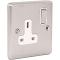 Brushed Steel Single 1 Gang  13a Socket -  W06BSW image 0