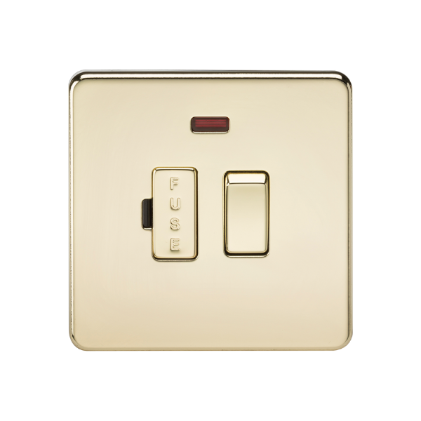Polished Brass 13A Switched Fused Spur Unit with Neon - SF6300NPB image 0