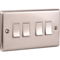 Brushed Steel 4 Gang Quad 10A Light Switch W04BSW image 0