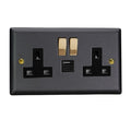 Varilight Vogue Matt Black 2-Gang 13A Single Pole Switched Socket with 1x USB A & 1x USB C Charging Ports - XY5UACVB.MB image 0