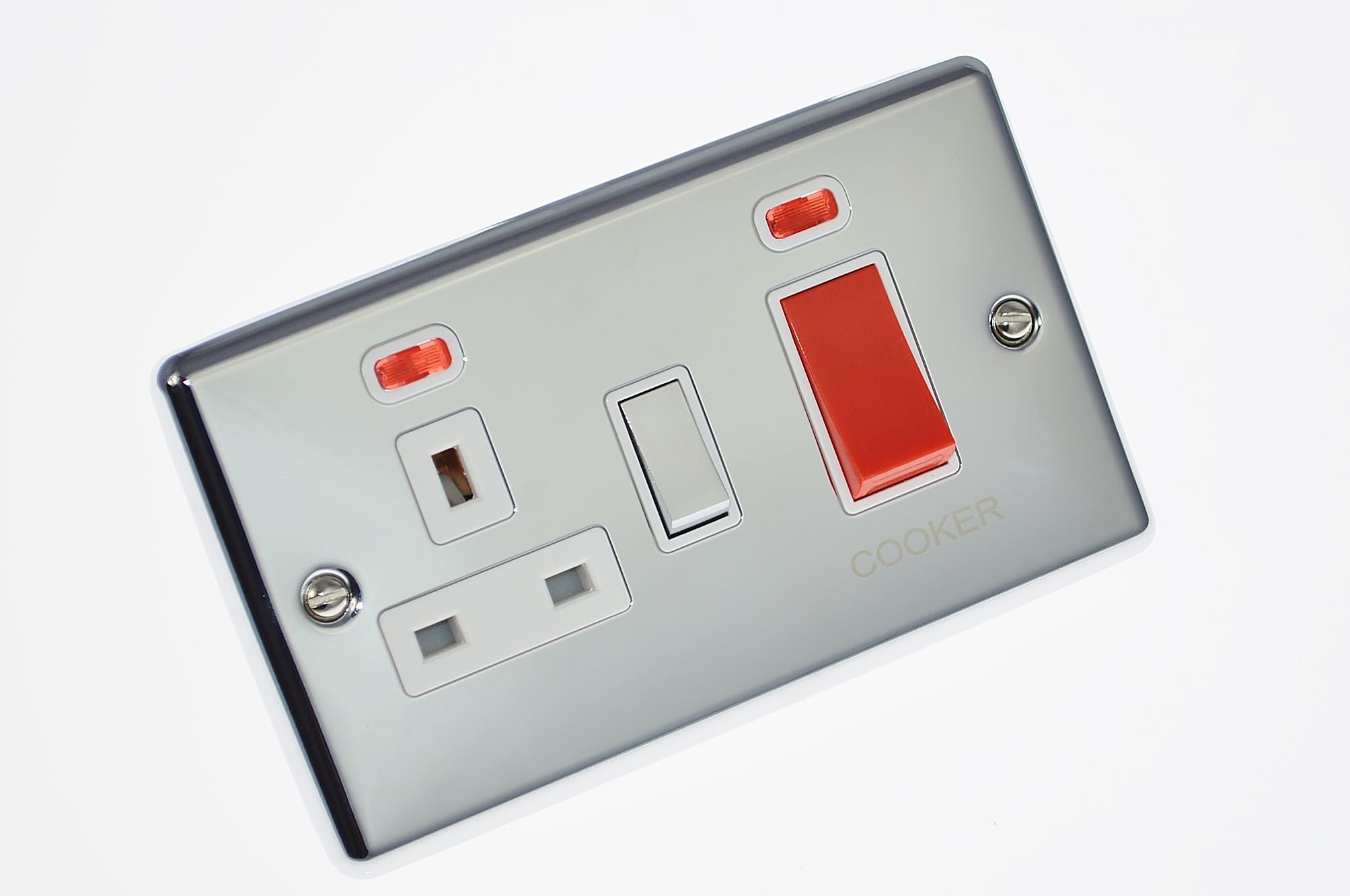 Polished Chrome 45A Cooker Switch with Socket - W41PCW image 0