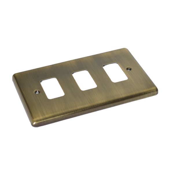 Antique Brass 3 Gang Grid Plate - WGP3GAB image 0