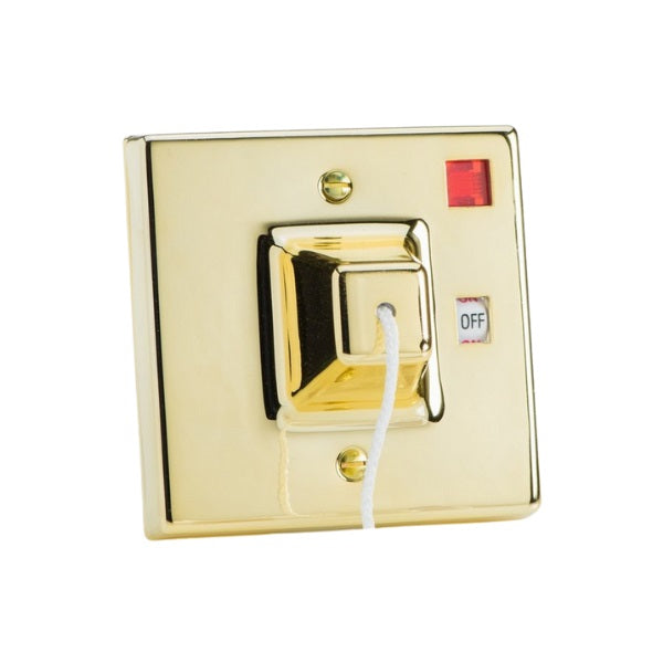 Varilight Georgian Brass 45A Pull Switch with Neon Brass Effect - YPSB45 image 0