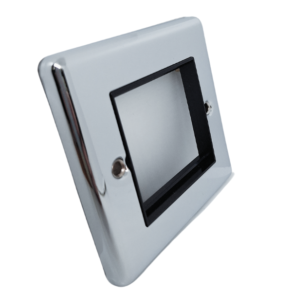 Polished Chrome Data Plate 2 Modules Black Insert – W63PCB image 0