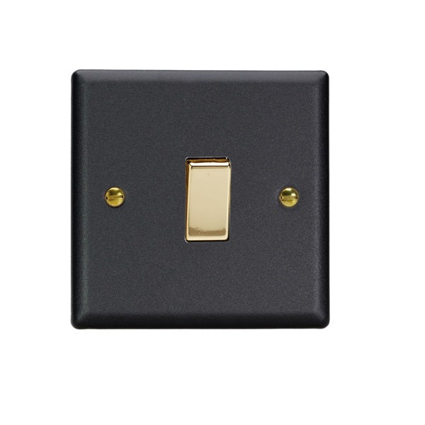 Varilight Vogue Matt Black 1-Gang 10A Intermediate Rocker Switch - XY7V.MB image 0