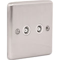 Brushed Steel 2 Gang TV Coaxial Outlet W43BSW image 0