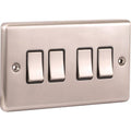 Brushed Steel 4 Gang Quad 10A Light Switch -  W04BSB image 0