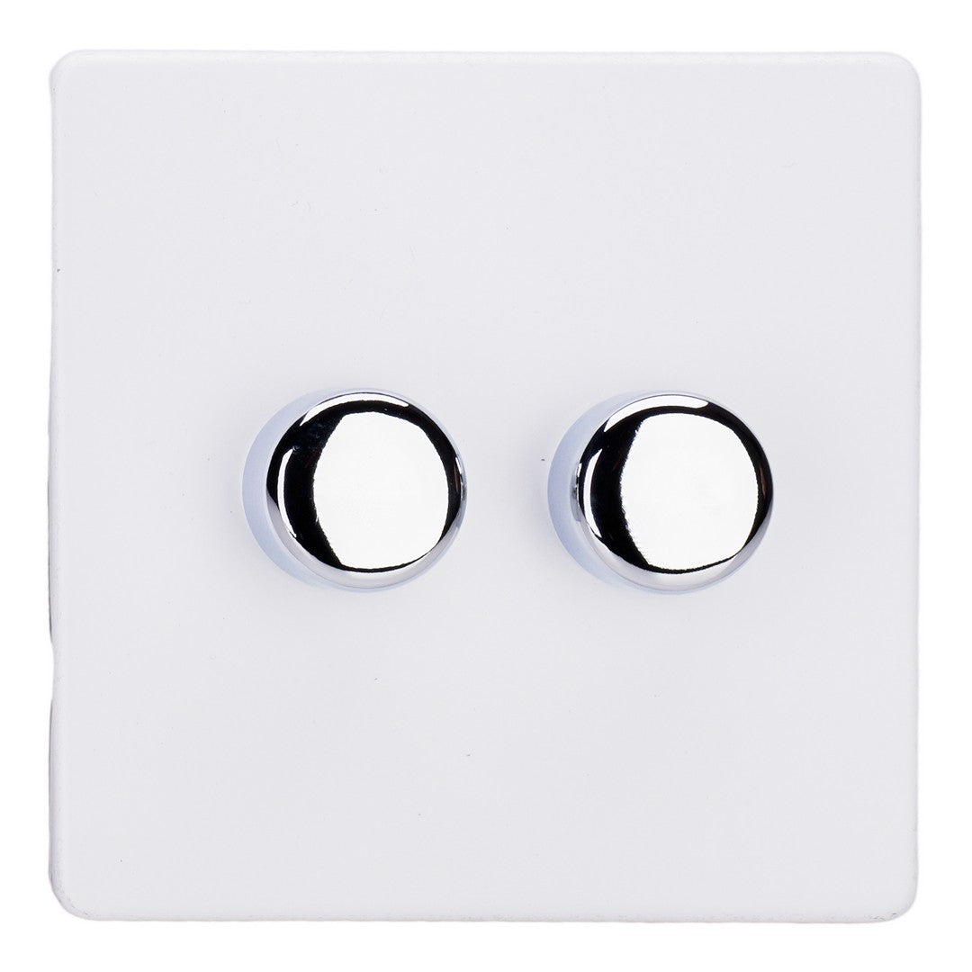 Varilight 2-Gang 2-Way V-Pro Push On/Off Rotary LED Dimmer 2 x 0-120W - JDYP252S.PD image 0