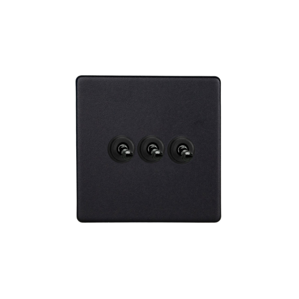 Matt Black Urban Screwless 3-Gang 10A 1- or 2-Way Toggle Switch XDYT3S.MB image 0