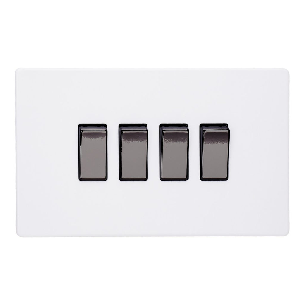 Varilight Primed 4-Gang 10A 1- or 2-Way Rocker Switch (Twin Plate) with Chrome Rocker - XDY9IS.PD image 0