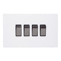 Varilight Primed 4-Gang 10A 1- or 2-Way Rocker Switch (Twin Plate) with Chrome Rocker - XDY9IS.PD image 0