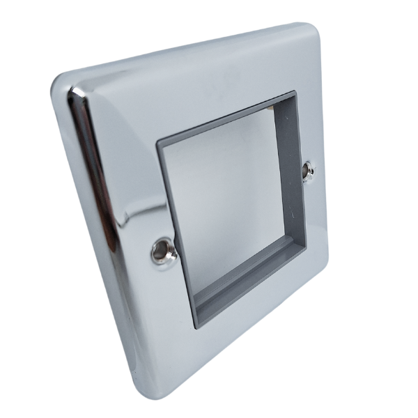 Polished Chrome Data Plate 2 Modules Grey Insert – W63PCG image 0