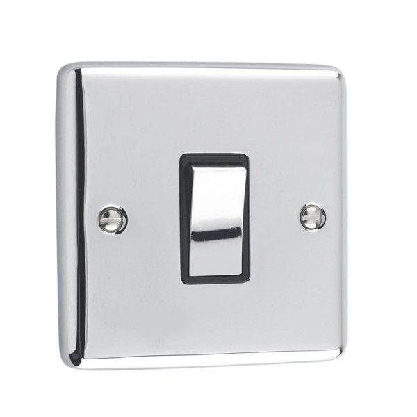 Polished Chrome 1 Gang Intermediate Light Switch - W05PCB image 0