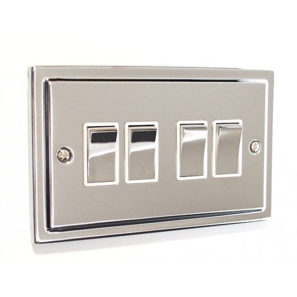 Regency Polished Chrome 4 Gang Quad 10a Light Switch R04PCW image 0