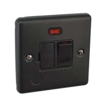 Matt Black 13a Switched Fuse Spur with Neon - W39MBB image 0