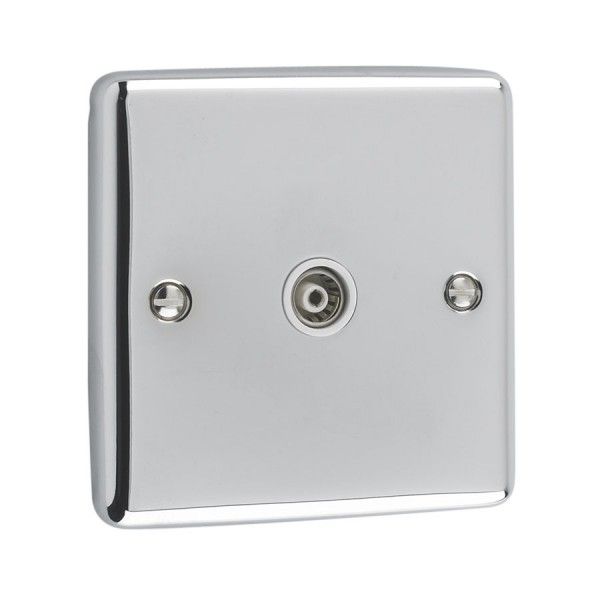 Polished Chrome 1 Gang TV Coaxial Outlet - W42PCW image 0