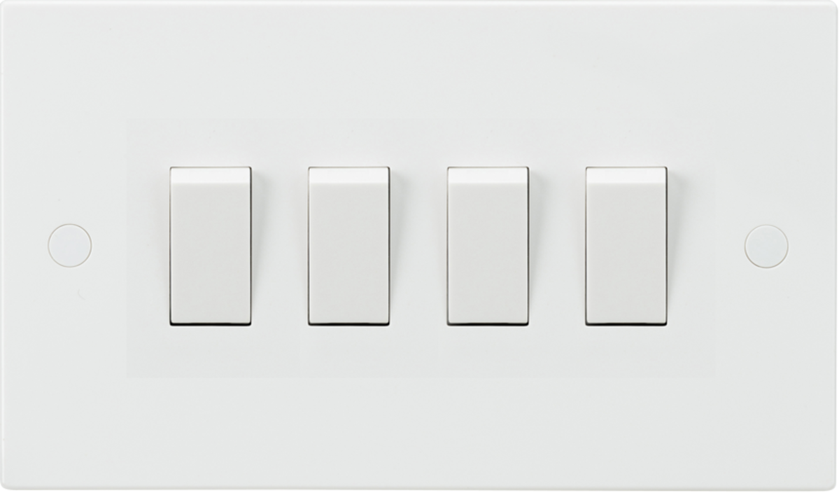 4 Gang Quad 10a Light Switch Square SN4100 image 0