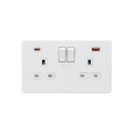 Matt White 13A 2G DP Switched Socket with Dual USB A+C 20V DC 2.25A (Max. 45W) with White Insert - SFR9945MW image 0