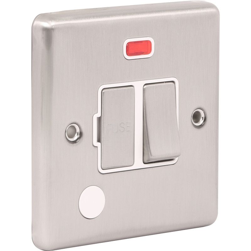 Brushed Steel 13A Switched Fuse Spur with Neon W39BSW image 0