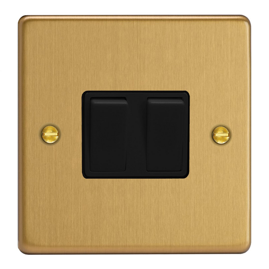 Brushed Brass 2-Gang 10A 1- or 2-Way Rocker Switch XDE2B.BB image 0