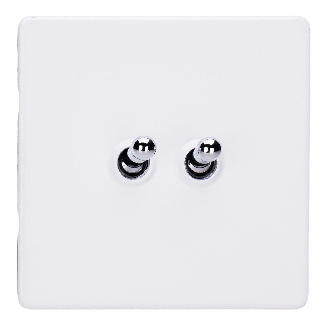 Varilight Primed 2-Gang 10A 1- or 2-Way Toggle Switch with Chrome Toggle - XDYT2S.PD image 0