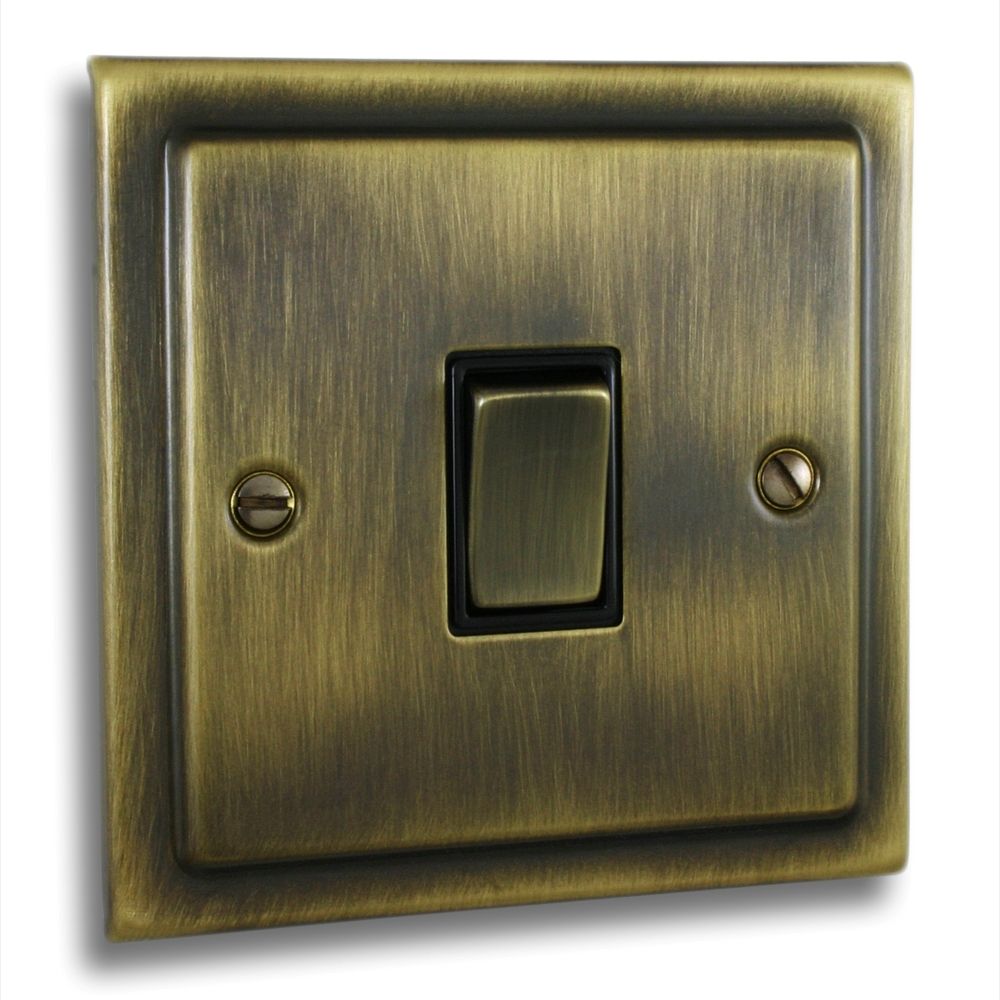 Victorian Antique Brass 1 Gang Single 10a Light Switch - V01AN image 0