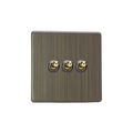 Urban Screwless Antique Brass 3-Gang 10A 1- or 2-Way Toggle Switch XDYT3S.AB image 0